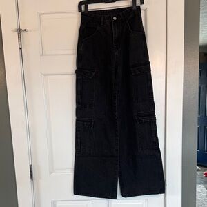 SHEIN Black Wide Leg Cargo Jeans
